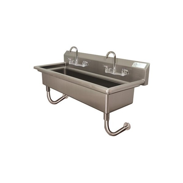 2 Station NSF 14 Ga. 304 SS Wall Mounted Sink - Faucet Included